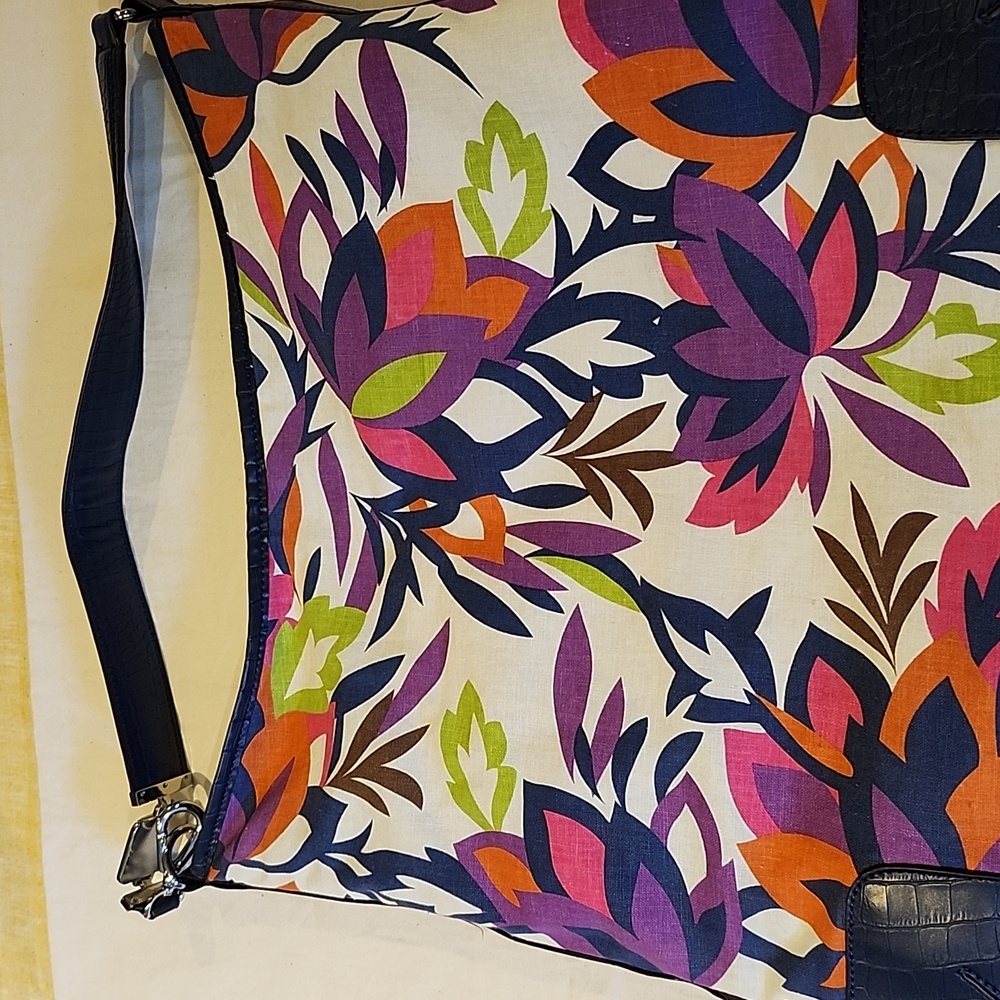 DANA BUCHMAN shoulder bag multi color satchel tap handle canvas bright floral